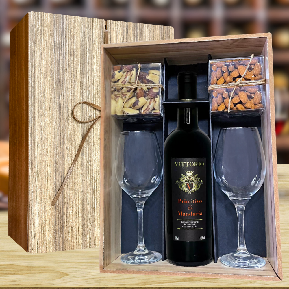 KIT VINHO ITALIANO - VITTORIO PRIMITIVO & NUT'S