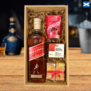 KIT WHISKY ESCOCÊS - RED LABEL, LINDT & GRUYERE